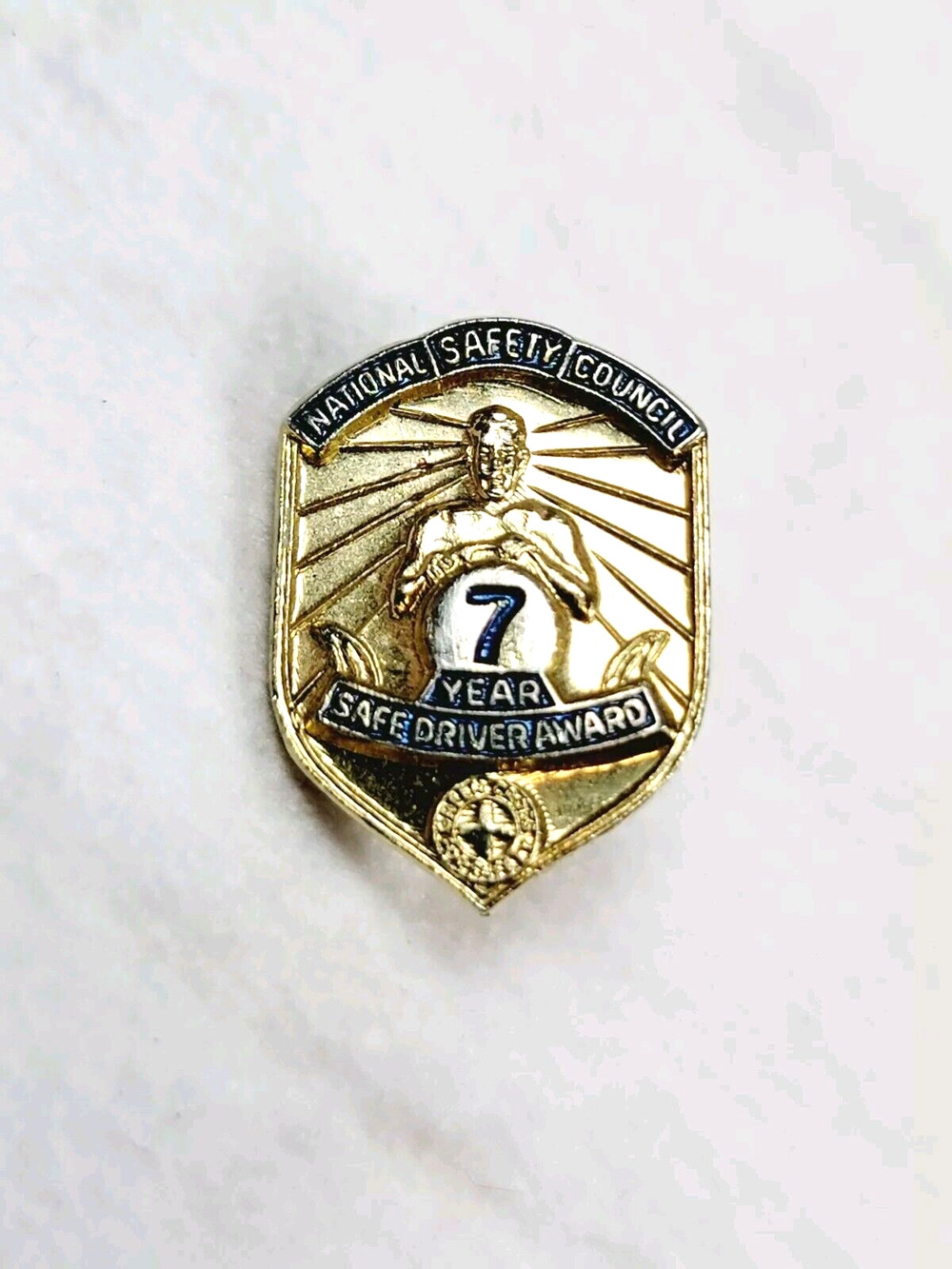 Vintage National Safety Council Safe Driver Award 7 Year Screw back Pin